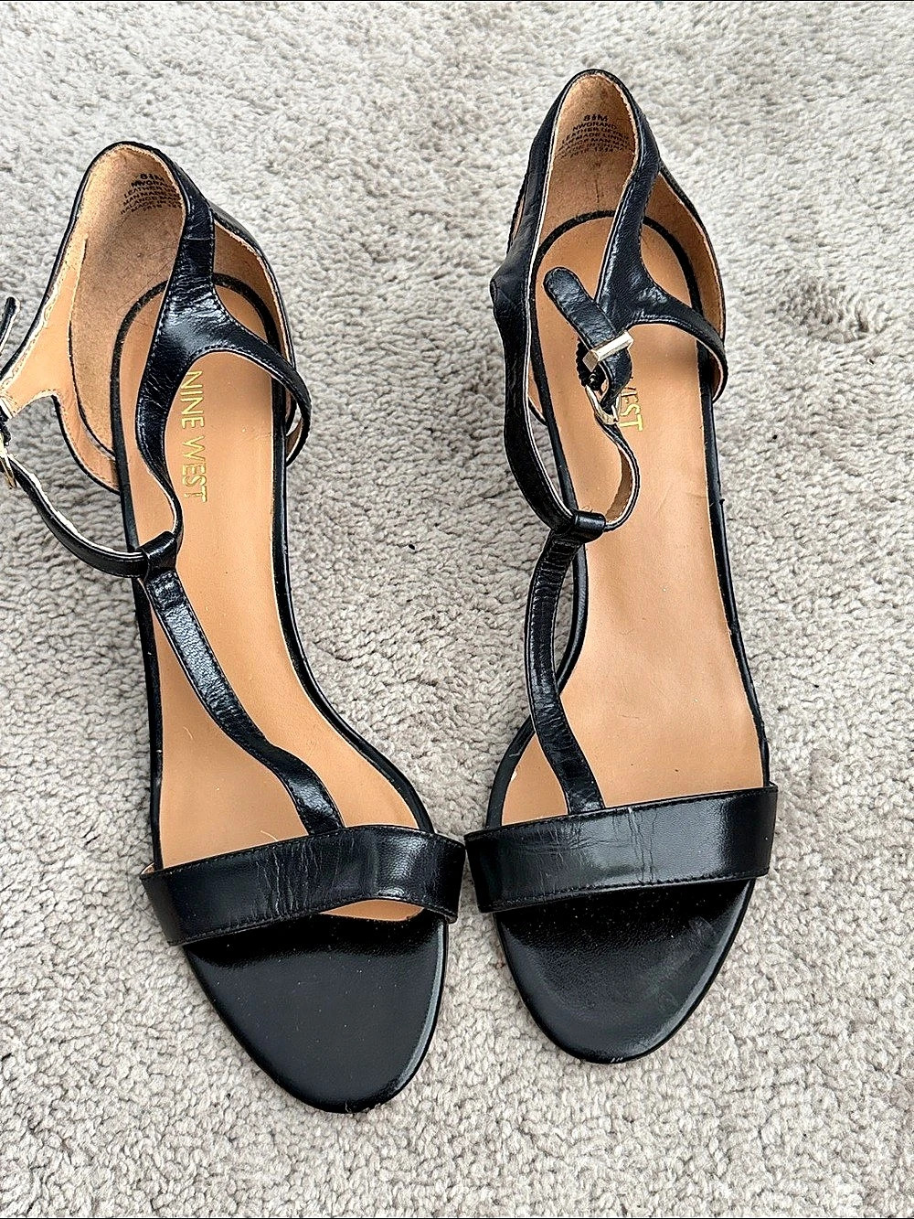 Nine West Black Strappy Heeled Sandals size 8 1/2